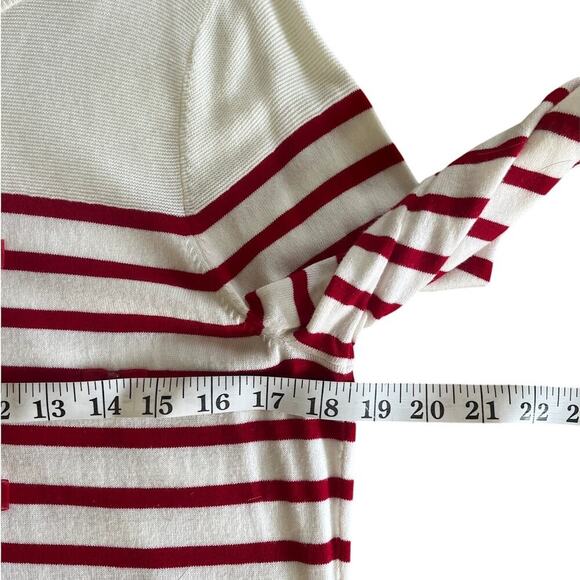 Talbots Womens Red & White Striped Lightweight Sweater Bows Size Large Peitie - Picture 7 of 9